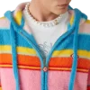 Camisola com capuz oversized com riscas felpudas Camisola com capuz oversized com riscas felpudas