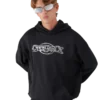 Camisola com capuz oversized em painéis