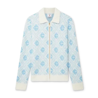 Camisola com fecho em mohair com monograma