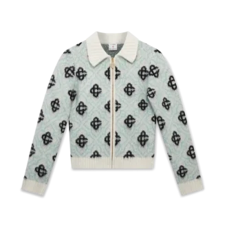 Camisola com fecho em mohair com monograma