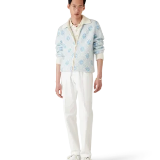 Camisola com fecho em mohair com monograma