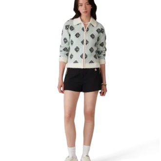 Camisola com fecho em mohair com monograma