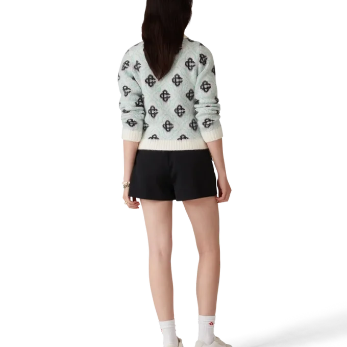 Camisola com fecho em mohair com monograma