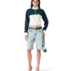 Camisola curta com fecho de correr de um quarto e blocos de cor Camisola curta com fecho de correr de um quarto e blocos de cor