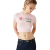 Camisola curta com logótipo de orquídea