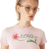 Camisola curta com logótipo de orquídea