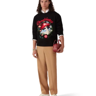 Camisola de algodão com bordado de cogumelo Camisola de algodão com bordado de cogumelo