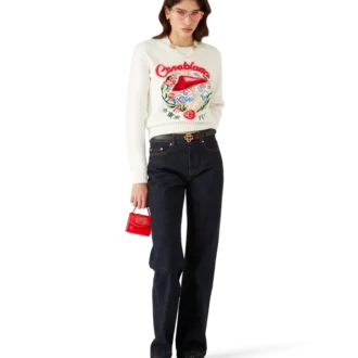 Camisola de algodão com bordado de cogumelo Camisola de algodão com bordado de cogumelo