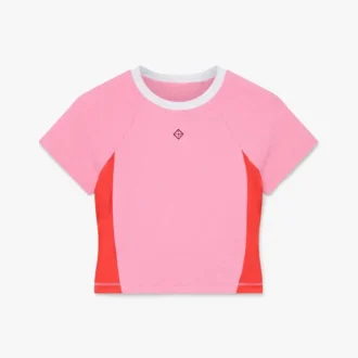 Camisola de calções de manga curta com monograma rosa