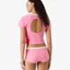 Camisola de calções de manga curta com monograma rosa Camisola de calções de manga curta com monograma rosa