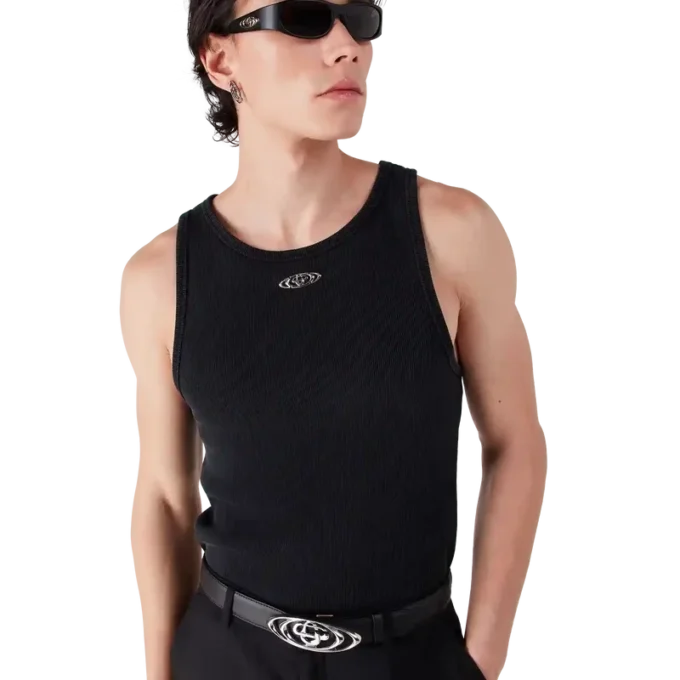 Camisola sem mangas com canelado desbotado Camisola sem mangas com canelado desbotado