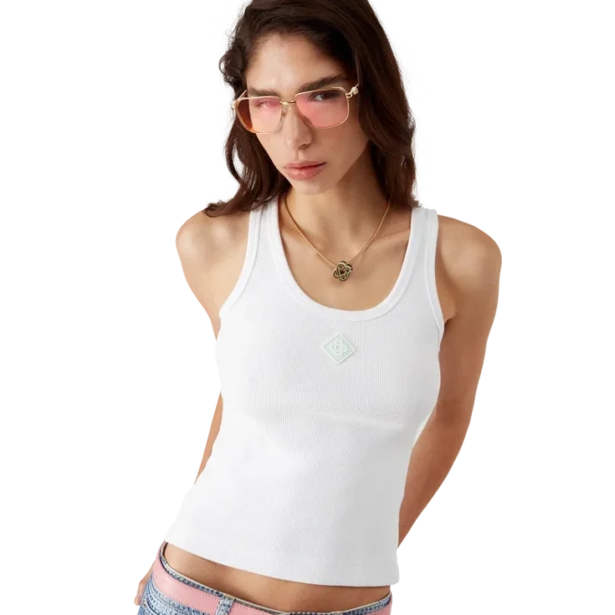 Camisola sem mangas em jersey canelado Camisola sem mangas em jersey canelado