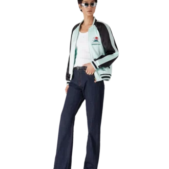 Casaco Bomber de Cetim Bordado