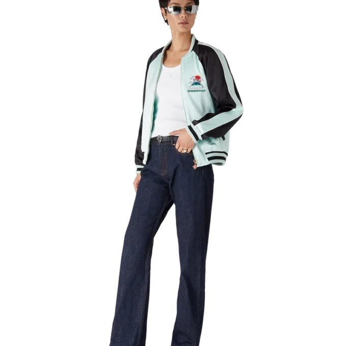 Casaco Bomber de Cetim Bordado