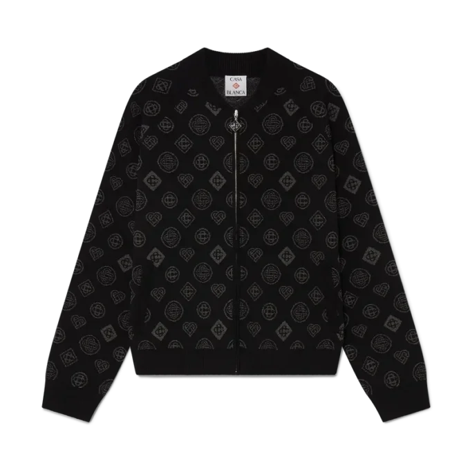 Casaco Bomber em Jacquard Monograma Casaco Bomber em Jacquard Monograma