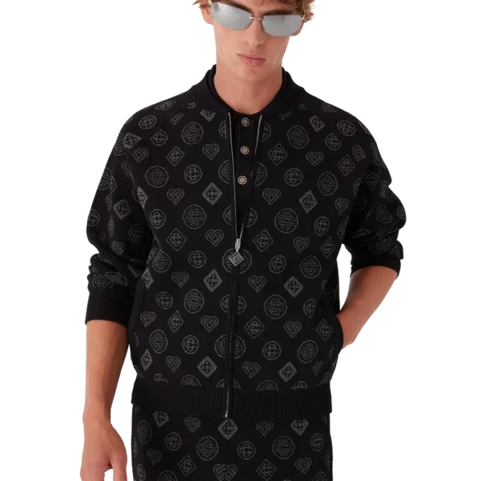 Casaco Bomber em Jacquard Monograma Casaco Bomber em Jacquard Monograma