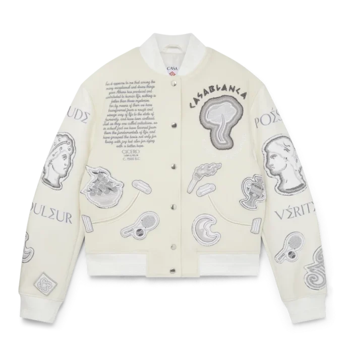 Casaco Bomber em Patchwork de Chenille Casaco Bomber em Patchwork de Chenille