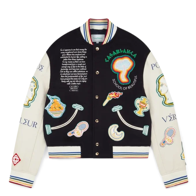 Casaco Bomber em Patchwork de Chenille Casaco Bomber em Patchwork de Chenille