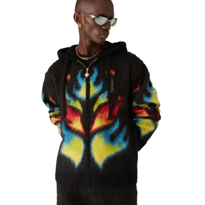 Casaco com capuz e fecho de correr Mohair Flame Laurel