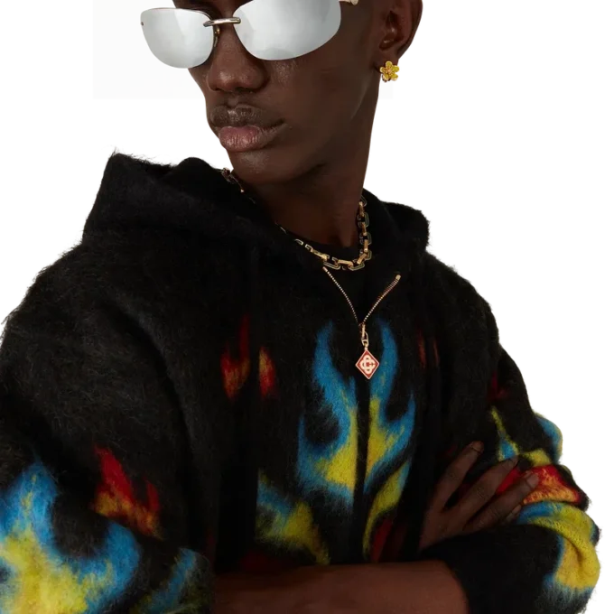 Casaco com capuz e fecho de correr Mohair Flame Laurel