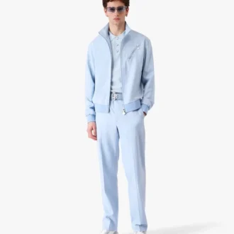 Casaco com fecho em jacquard azul claro