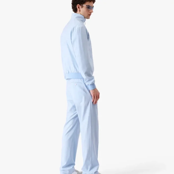 Casaco com fecho em jacquard azul claro Casaco com fecho em jacquard azul claro