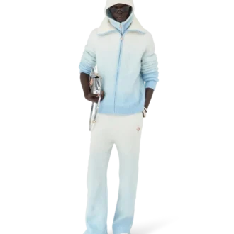 Casaco com fecho em mohair felpudo com degradê