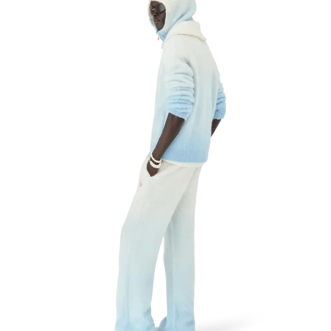 Casaco com fecho em mohair felpudo com degradê