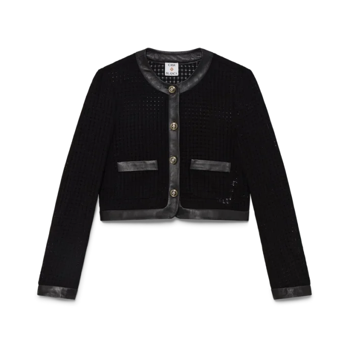 Casaco curto de corte à medida com malha aberta