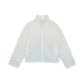 Casaco curto de malha polar com monograma bordado em degradê Casaco curto de malha polar com monograma bordado em degradê