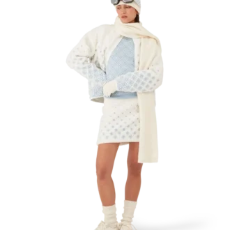 Casaco curto de malha polar com monograma bordado em degradê Casaco curto de malha polar com monograma bordado em degradê