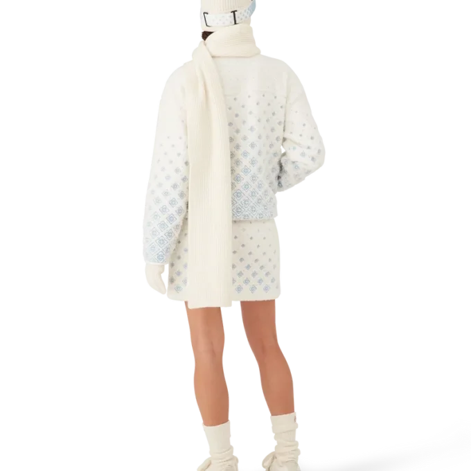 Casaco curto de malha polar com monograma bordado em degradê