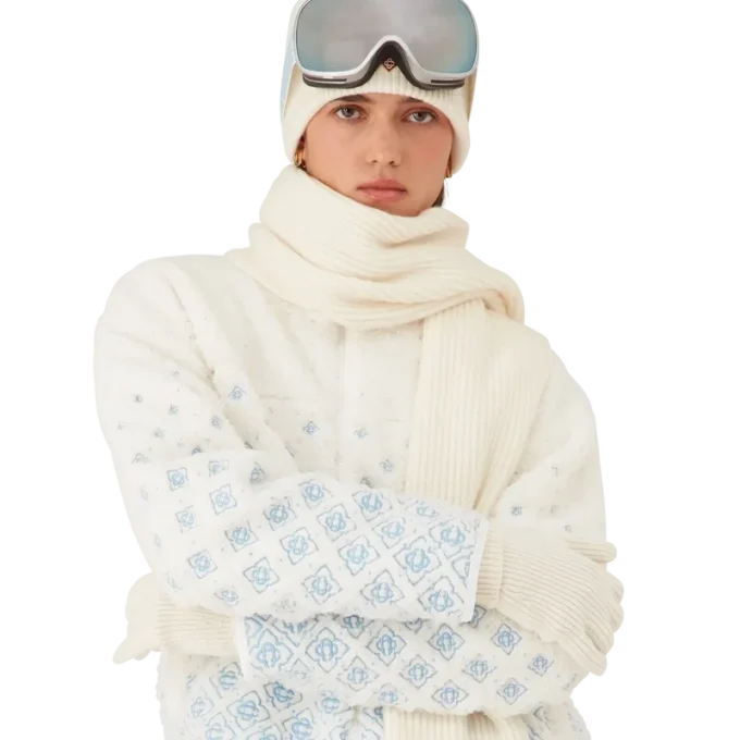 Casaco curto de malha polar com monograma bordado em degradê