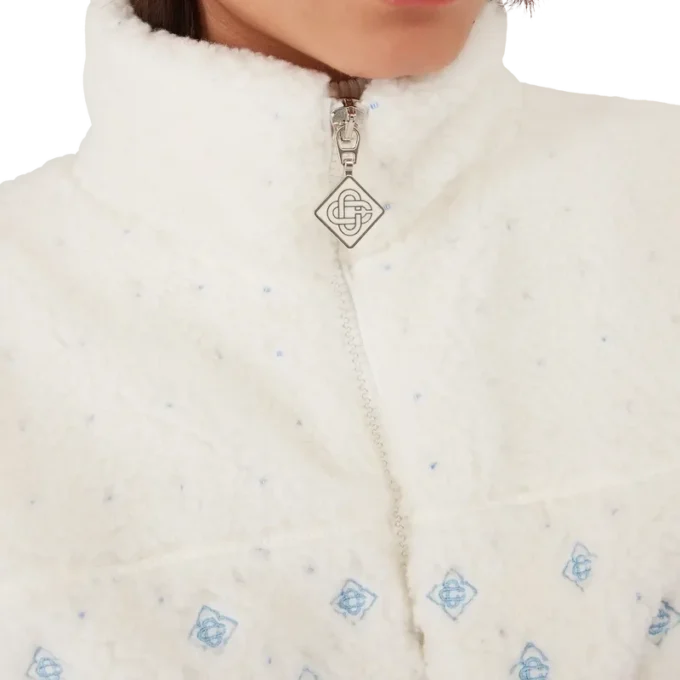 Casaco curto de malha polar com monograma bordado em degradê