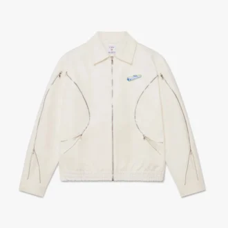 Casaco de Dril de Algodão Branco com Fecho Casaco de Dril de Algodão Branco com Fecho