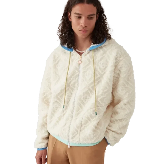 Casaco de malha polar com jacquard Monogram Casaco de malha polar com jacquard Monogram