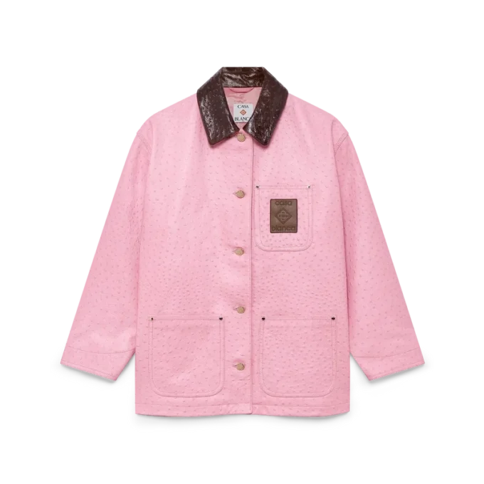 Casaco de trabalho em pele com relevo