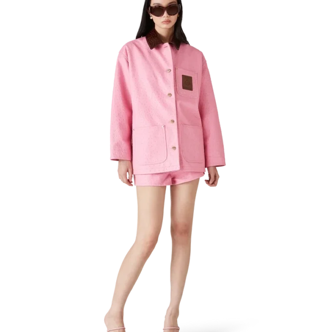 Casaco de trabalho em pele com relevo