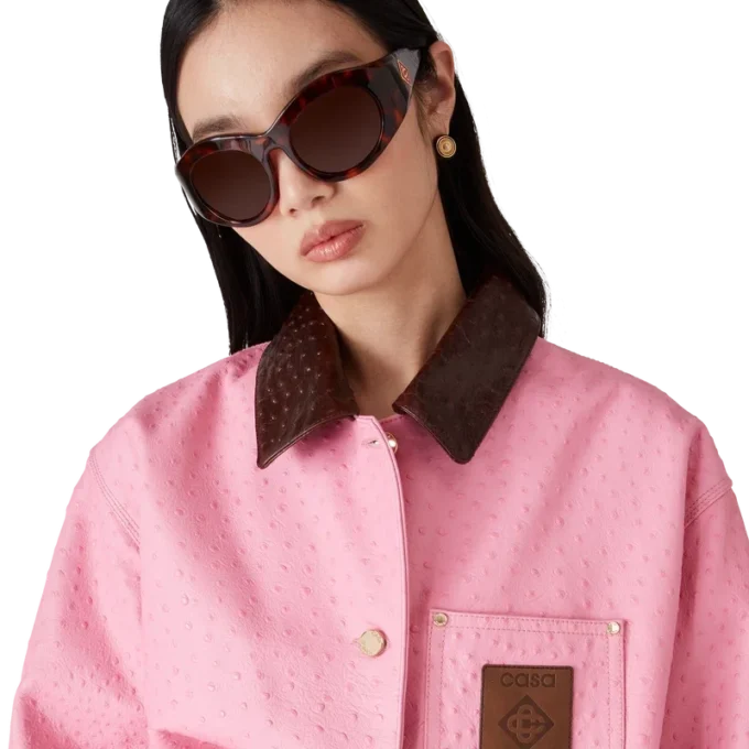 Casaco de trabalho em pele com relevo