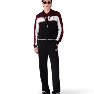 Casaco de treino em malha de merino às riscas Casaco de treino em malha de merino às riscas