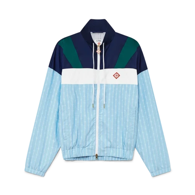 Casaco de treino em nylon com riscas