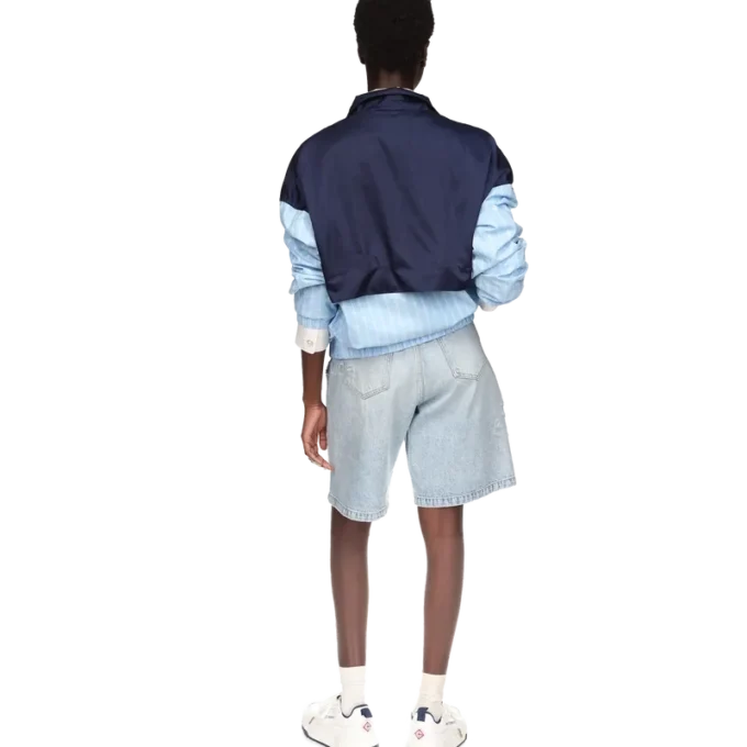 Casaco de treino em nylon com riscas