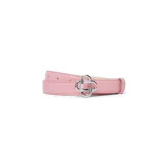 Cinto com fivela com logótipo CC rosa prateado para mulher