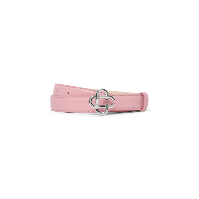 Cinto com fivela com logótipo CC rosa prateado para mulher