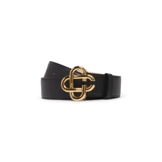 Cinto de homem com fivela com logótipo CC em preto e dourado
