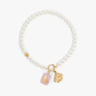 Colar de Pérolas Ícone Branco e Dourado