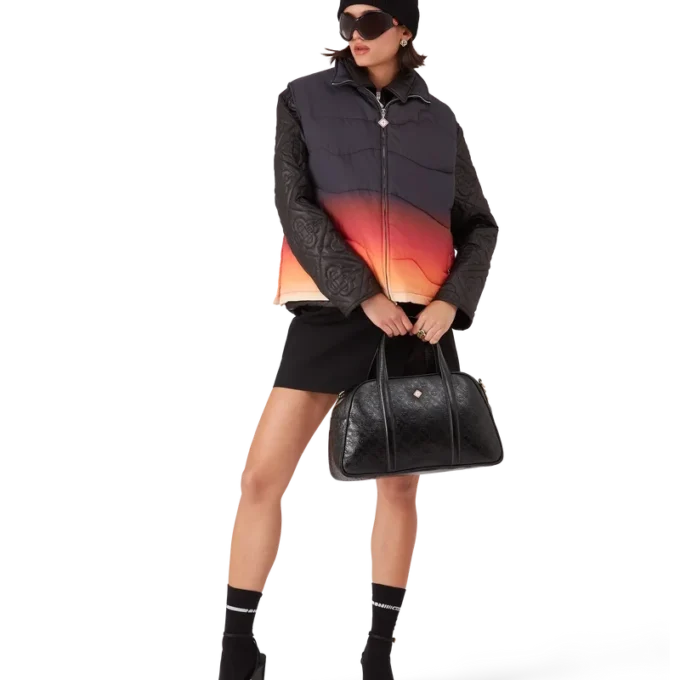 Colete acolchoado em nylon com efeito gradiente