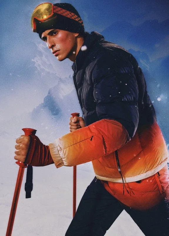 Calças acolchoadas em nylon com efeito degradê Calças acolchoadas em nylon com efeito degradê