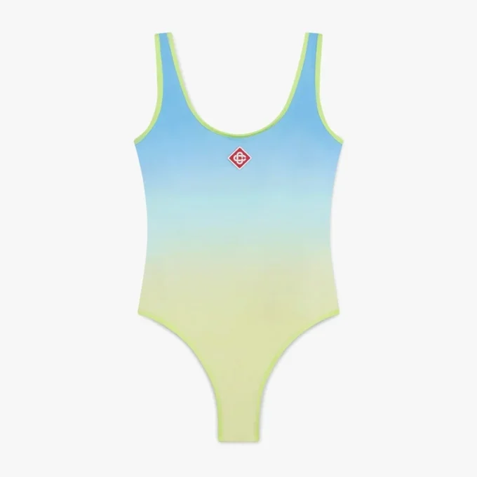 Fato de banho com gradiente azul e amarelo