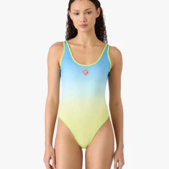 Fato de banho com gradiente azul e amarelo